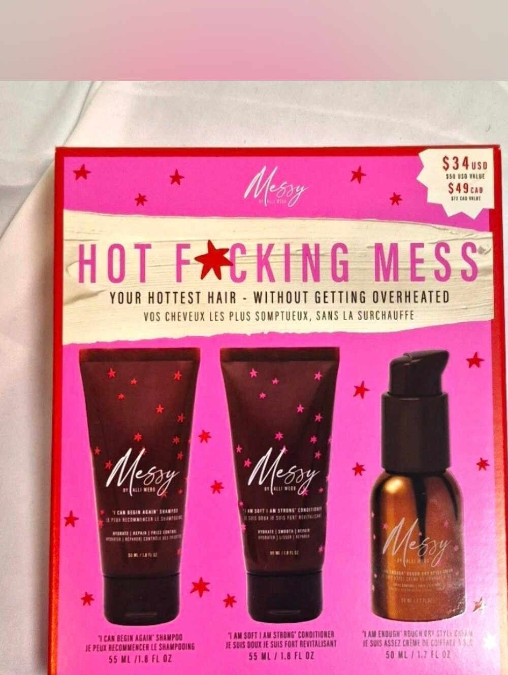 Messy by Alli Webb Hot Fcking Mess Mini Hair Styling Care Gift Set 3 Piece NIB